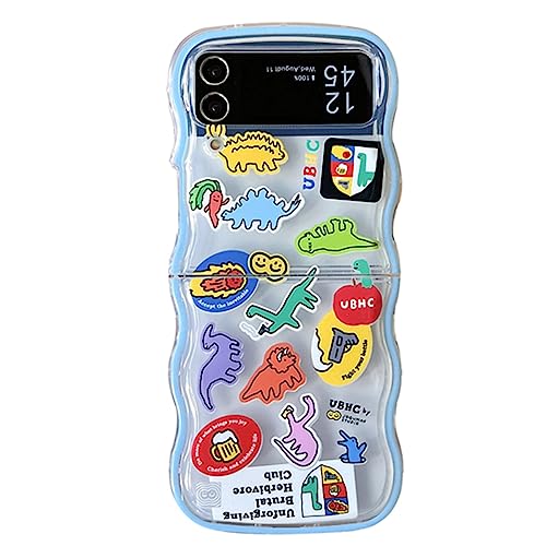 eglixu Niedliche Cartoon-Wellen-Schutzh?lle f?r Samsung Galaxy Z Flip 4, lustiges Kawaii-Design, weiches TPU, Geschenk f?r Frauen und M?dchen (Dinosaurier) von eglixu