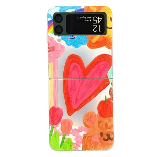 eglixu Niedliche Karikatur Plating Bunte Silber Fall Für Samsung Galaxy Z Flip 5/Z Flip 3/Z Flip 4 Graffiti Liebe Herz Muster Design Handyhülle (Z Flip 4) von eglixu