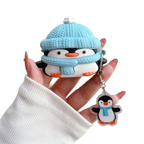 eglixu Ohrstöpsel für AirPods 4 mit Schlüsselanhänger, Niedliches Cartoon, Lustiges 3D-Tier-Design für AirPods 4. Generation, Ladehülle für Mädchen und Jungen (Pinguin) von eglixu