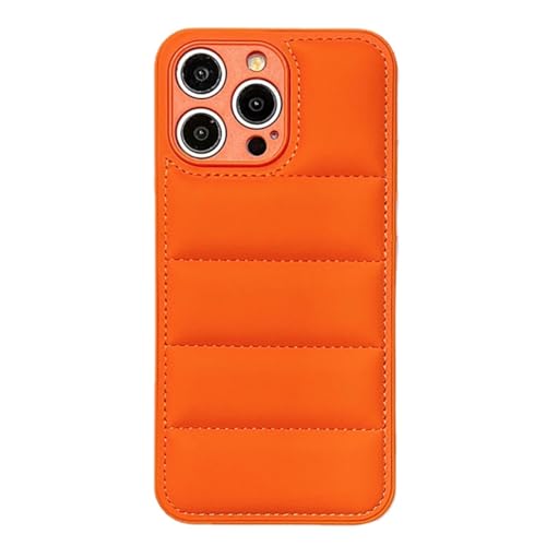 eglixu Puffer-Handyhülle für iPhone 15 Pro Max, weiches Pufferjackenmaterial, komfortable Daunen, weiche Haptik, 3D-stoßfeste Schutzhülle (Orange) von eglixu