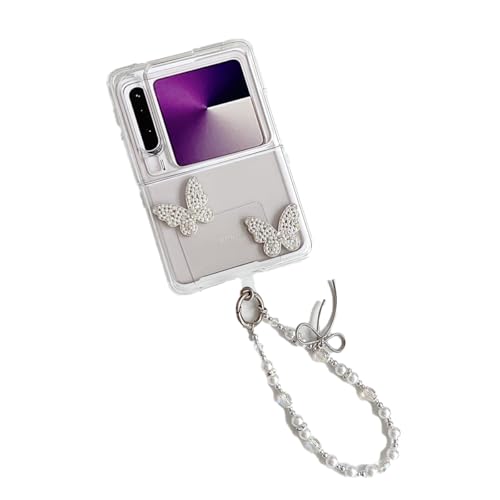 eglixu Schutzhülle für Huawei Pura X, niedlich, 3D-Schmetterling, transparent, TPU, mit zarter Handgelenkkette, für Mädchen und Frauen (Schmetterling) von eglixu