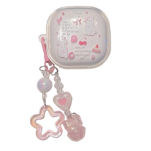 eglixu Schutzhülle für Samsung Galaxy Buds FE/2 Pro/Pro/Live/Bud 2, transparente Blumen- und Schmetterlings-Ohrhörer-Hülle mit Schlüsselanhänger, niedliches Ohrhörer-Zubehör für Mädchen und Jungen von eglixu