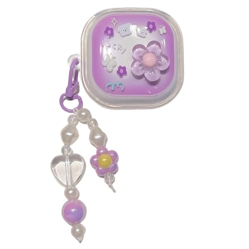eglixu Schutzhülle für Samsung Galaxy Buds FE/2 Pro/Pro/Live/Bud 2, transparente Blumen- und Schmetterlings-Ohrhörer-Hülle mit Schlüsselanhänger, niedliches Ohrhörer-Zubehör für Mädchen und Jungen von eglixu