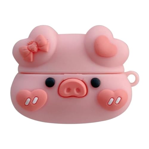 eglixu Schutzhülle für Samsung Galaxy Buds FE (2023) / Buds 2 Pro / Buds 2 / Buds Pro / Buds Live, niedliches beliebtes Cartoon-Charakter-Design, Silikon-Kopfhörer-Hülle mit Haken (Schwein) von eglixu