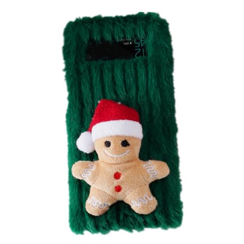 eglixu Schutzhülle für Samsung Galaxy Z Flip 3/Z Flip 4, Cartoon-Haar-Design, niedliches lustiges Weihnachts-Lebkuchenmann-Design, flauschige, weiche Hülle (Z Flip 4, grün) von eglixu