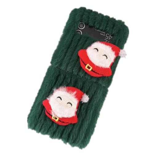 eglixu Schutzhülle für Samsung Galaxy Z Flip 3/Z Flip 4, Cartoon-Weihnachtsmotiv, niedliches lustiges Weihnachtsmann-Muster, flauschig, weiche Hülle (Z Flip 3, Grün) von eglixu