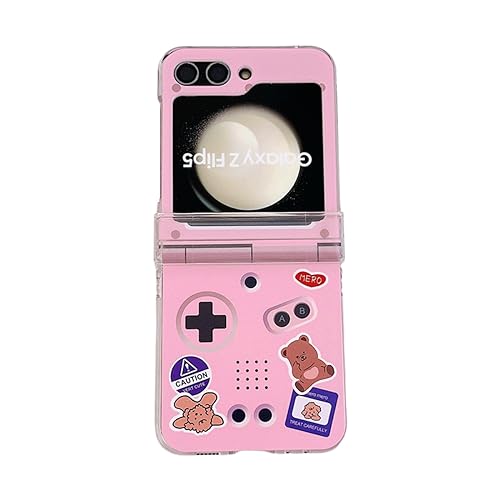 eglixu Schutzhülle für Samsung Galaxy Z Flip 5, niedliches Cartoon-Design für Galaxy Z Flip 5, Bonbonfarben, Handy-Schutzhülle mit Perlen-Plüsch-Armband (rosa - keine Kette) von eglixu