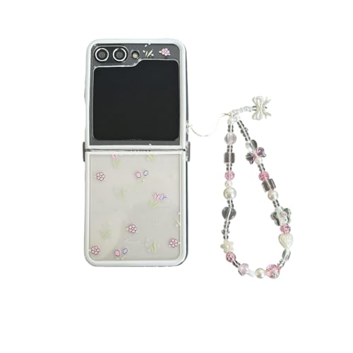 eglixu Schutzhülle für Samsung Galaxy Z Flip 6, lustiges Kawaii Galaxy Z Flip 5, transparente Handyhülle mit Armband für Mädchen und Frauen (Blume) von eglixu