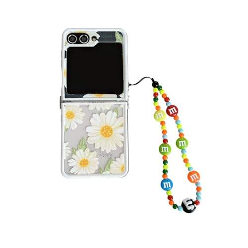 eglixu Schutzhülle für Samsung Galaxy Z Flip 6, lustiges Kawaii Galaxy Z Flip 5, transparente Handyhülle mit Armband für Mädchen und Frauen (Gänseblümchen) von eglixu