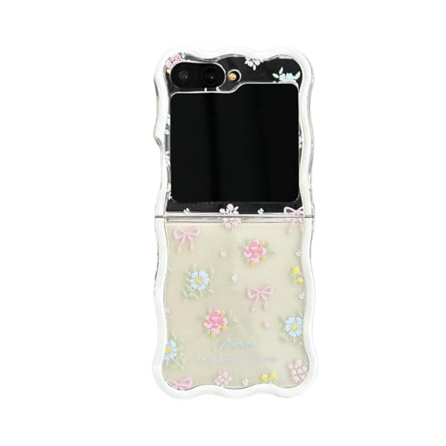 eglixu Schutzhülle für Samsung Galaxy Z Flip 6, niedliches schönes buntes Blumenmuster, lockiger, gewellter Rahmen, TPU-Handyhülle mit Handgelenkkette (ohne Kette) von eglixu