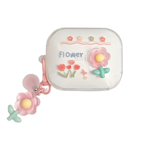 eglixu Schutzhülle für XiaoMi Redmi Buds 5, niedliches Cartoon-Design, kreatives Design, Headset-Schutzhülle mit Schlüsselanhänger für Mädchen und Frauen (Blume) von eglixu