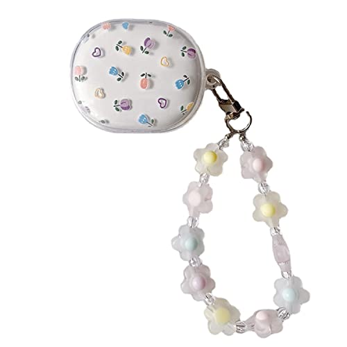 eglixu Schutzhülle für Xiaomi Redmi Buds 4 Lite, niedliche Cartoon-Blume, transparent, TPU-Kopfhörer-Hülle für Redmi Buds 4 Lite, mit Blumen-Armband von eglixu