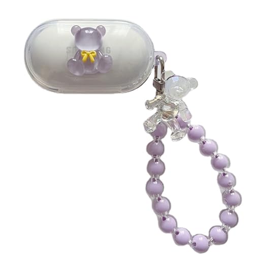 eglixu Schutzhülle kompatibel mit Samsung Galaxy Buds Plus (2020)/Galaxy Buds (2019), niedliches Cartoon-Kawaii-Design, transparente Kopfhörer-Hülle mit Schlüsselanhänger (Bär) von eglixu