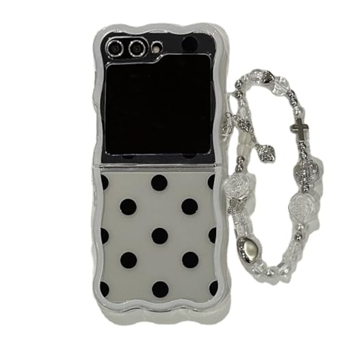 eglixu Schutzhülle mit niedlichem Cartoon-Motiv für Samsung Galaxy Z Flip 5, Wellenpunkt-Muster, Handy-Schutzhülle mit Armband für Mädchen und Frauen von eglixu