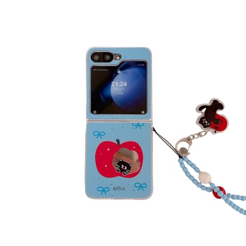 eglixu Spiegel-Schutzhülle für Samsung Galaxy Z Flip 6, niedliches Cartoon-Tiermuster, Galaxy Z Flip 5, Handy-Schutzhülle mit Perlen-Handgelenkkette für Mädchen und Jungen (Z Flip 5, Katze) von eglixu