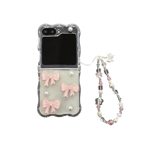 eglixu Süße Schutzhülle für Samsung Galaxy Z Flip 6 mit Handgelenk-Armband, luxuriöses 3D-Diamant-Schmetterling-Blumenmuster, Galaxy Z Flip 5, Handyhülle für Mädchen und Frauen (Z Flip 5,B) von eglixu