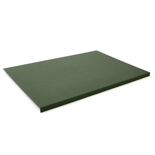 Eglooh - Calliope - Schreibtischunterlage Leder Grün mit Kantenschutz cm 70x50 - Gewinkelte Schreibunterlage mit Aufbau aus Stahl, handwerkliche Nähten und rutschfester Boden - Made in Italy von eglooh