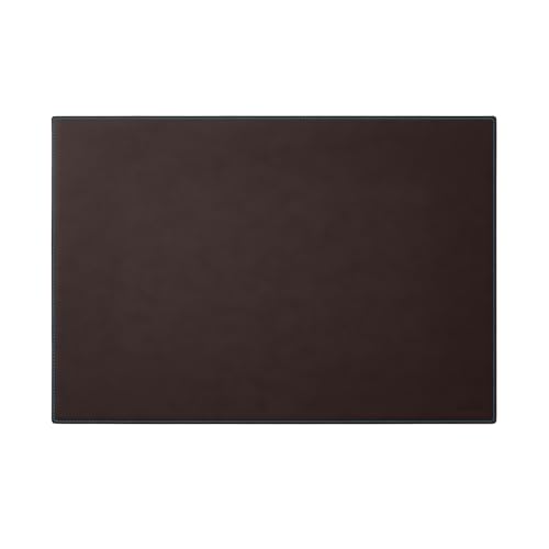 Eglooh - Mercurio Deluxe - Schreibtischunterlage aus Leder Dunkel Braun cm 65x45 - Elegante Nähte, blau in Kontrast und rutschfester Boden - Made in Italy von eglooh