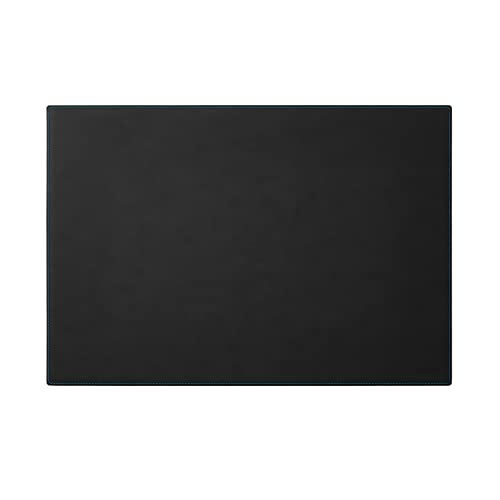 Eglooh - Mercurio Deluxe - Schreibtischunterlage aus Leder Schwarz cm 65x45 - Elegante Nähte, blau in Kontrast und rutschfester Boden - Made in Italy von eglooh