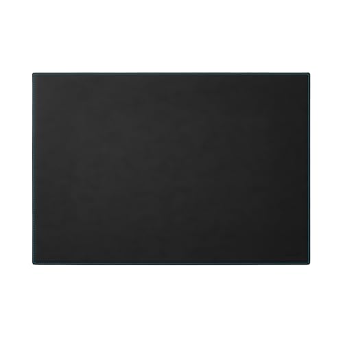 Eglooh - Mercurio Deluxe - Schreibtischunterlage aus Leder Schwarz cm 90x60 - Elegante Nähte, blau in Kontrast und rutschfester Boden - Made in Italy von eglooh
