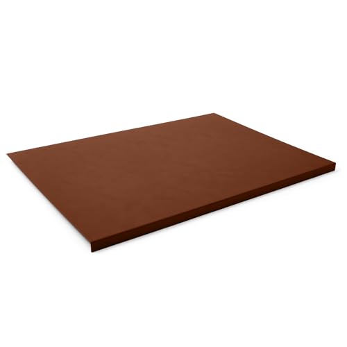 Eglooh - Talia - Gewinkelte Schreibtischunterlage Leder Orange Braun cm 90x60 - Modernes Design, Innenseele aus Stahl mit L-geformtem Vorderprofil und rutschfester Boden - Made in Italy von eglooh