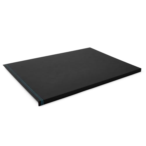 Eglooh - Urania Deluxe - Gewinkelte Schreibtischunterlage Leder Schwarz cm 70x50 - Innenseele aus Stahl mit L-geformtem Vorderprofil, blaue Nähten und rutschfester Boden - Made in Italy von eglooh