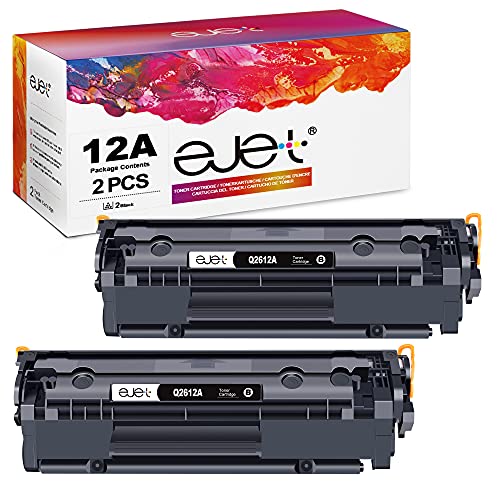 ejet 12A Toner Kompatibel für HP 12A Q2612A für HP Laserjet 1010 1012 1015 1018 1020 1022 1022n 1022nw 3020 3030 3050 3052 3055 M1005 M1319 M1319f (Schwarz, 2er-Pack) von ejet