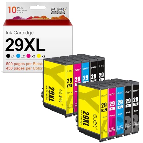 ejet 29 XL 29XL Multipack Druckerpatronen Kompatible für Epson 29 29XL Expression Home XP-342 XP-245 XP-442 XP-235 XP-335 XP-432 XP-435 XP-332 XP-345 Drucker (4Schwarz 2Cyan 2Magenta 2Gelb,10-Pack) von ejet