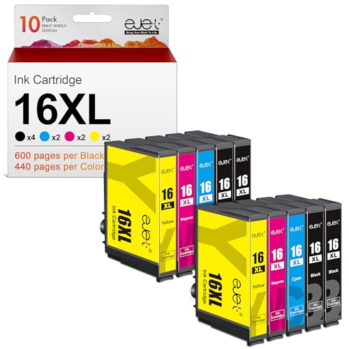 ejet Kompatibel Tintenpatrone als Ersatz für Epson 16 16XL Druckerpatronen WF-2630 WF-2760 WF-2540 WF-2660 W-F2750 WF-2650 WF-2510 WF-2520 WF-2530 WF-2010 (4 Schwarz/2 Cyan/2 Magenta/2 Gelb,10er Pack) von ejet