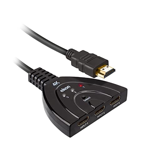 ekon HDMI Splitter, HDMI Switch, 3 HDMI Ports, 40cm HDMI-Kabel, vergoldete Anschlüsse, 4K Ultra HD Auflösung, ekon HDMI Splitter, HDMI Switch, 3 HDMI Ports, 40cm HDMI-Kabel, vergoldete Anschlüsse, 4K Ultra HD Auflösung, von ekon