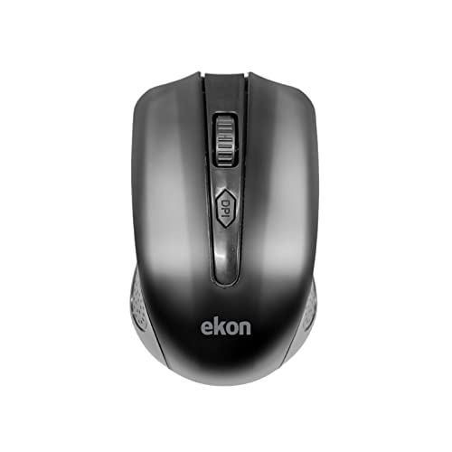 ekon Kabellose Maus 4 Tasten Ergonomisch USB Empfänger für Laptop PC Notebook MacBook Schwarz von ekon