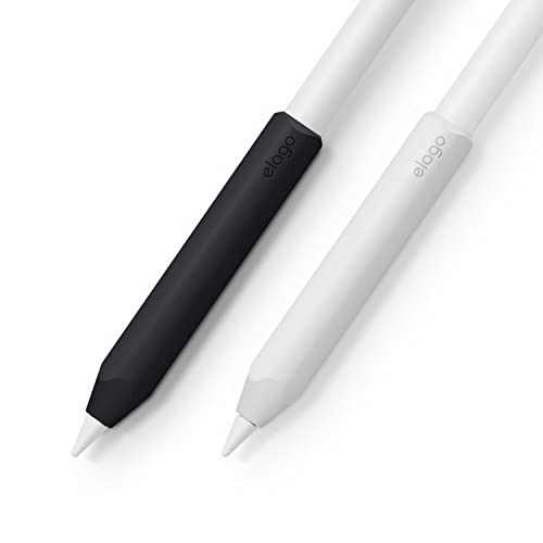 elago Silikongriff [2 Pack] kompatibel mit Apple Pencil 2. und 1. Generation, Halterung aus hochwertigem Silikon, kompatibel mit magnetischem Laden und Double Tap (weiß/schwarz) von elago