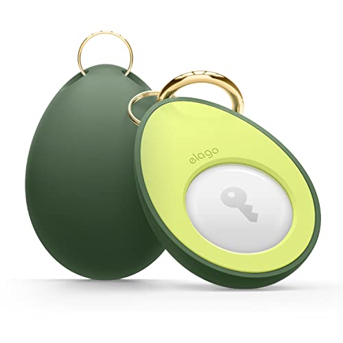 elago Avocado Hülle Kompatibel mit Apple AirTag - Fallschutz-Schlüsselanhänger, süßes Design, Karabinerhalter Schlüsselring (Hunde, Schlüssel, Rucksäcke) Ortungsgerät Nicht inbegriffen (Grün) von elago