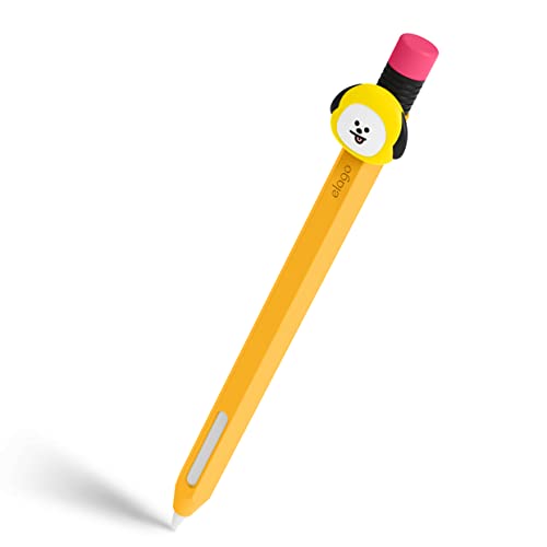 elago BT21 Classic Pencil Hülle Kompatibel mit Apple Pencil 2. Generation, Strapazierfähige Silikon, Schutzhalterung, Kompatibel mit magnetischer Aufladung und Double Tap [Offizielle Ware] (CHIMMY) von elago
