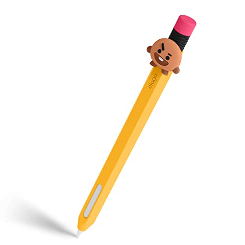 elago BT21 Classic Pencil Hülle Kompatibel mit Apple Pencil 2. Generation, Strapazierfähige Silikon, Schutzhalterung, Kompatibel mit magnetischer Aufladung und Double Tap [Offizielle Ware] (SHOOKY) von elago