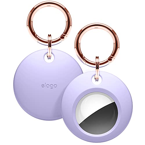 elago Basic Hülle kompatibel mit AirTag Schlüsselanhänger - Voller Schutz, inklusive Schlüsselanhänger, schlankes und einfaches Design, hochwertiges Silikon in Lebensmittelqualität (Lavendel) von elago