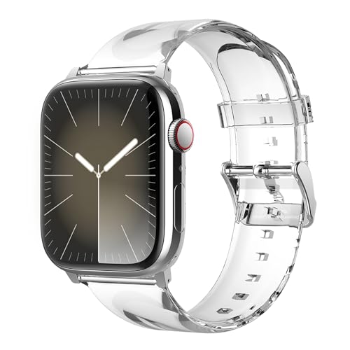 elago Clear Band Kompatibel mit Kompatibel mit Apple Watch 9/8/SE2/7/SE/6/5/4 und Ultra 2/Ultra [49/45/44/41/40/38/39mm], Transparentes Smartwatch Ersatzband von elago