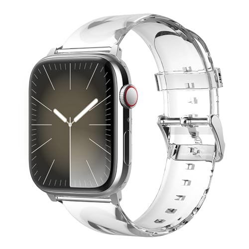 elago Clear Band Kompatibel mit Kompatibel mit Apple Watch 10/9/8/SE2/7/SE/6/5/4 und Ultra 2/Ultra [49/46/45/44/41/40/38/39mm], Transparentes Smartwatch Ersatzband von elago
