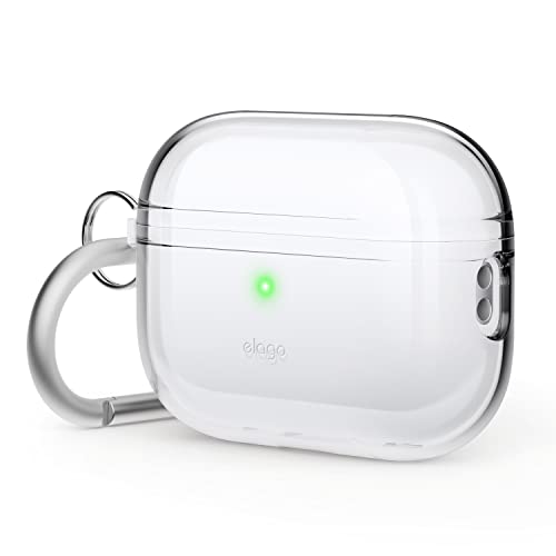 elago Clear Case Hülle Kompatibel mit Apple AirPods Pro 2. Generation - Schutzhülle mit Schlüsselanhänger, Stoßfest, Inklusive Gel-Band, Kabelloses Aufladen, Reduziert Vergilben (Transparent) von elago