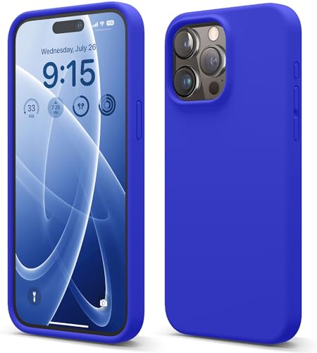 elago Flüssig Silikon Case Kompatibel mit iPhone 15 Pro Max Hülle, Premium Silikon Handyhülle, Ganzkörper Schutzhülle [4 Lagige Stoßfeste Struktur], Kratzfestes Weiches Mikrofaserfutter (Kobaltblau) von elago