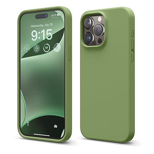 elago Flüssig Silikon Case Kompatibel mit iPhone 15 Pro Max Hülle, Premium Silikon Handyhülle, Ganzkörper Schutzhülle [4 Lagige Stoßfeste Struktur], Kratzfestes Weiches Mikrofaserfutter (Zenderngrün) von elago