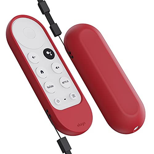 elago GR Silikonhülle Kompatibel mit Chromecast mit Google TV Sprachfernbedienung Case – Hochwertiges Silikon, Band enthalten (Rot) von elago