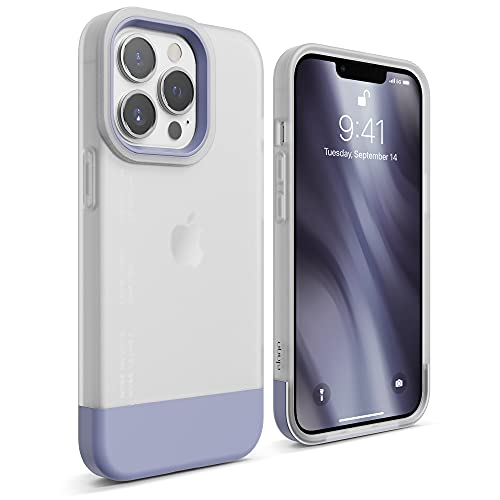 elago Glide Case Kompatibel mit iPhone 13 Pro Hülle (6,1"), Schützende Dünne TPU-Hülle, Stoßfest, Verbesserter Kameraschutz, Kratzfest, Einfaches und Einzigartiges Design (Mattiert-Klar/Violett) von elago