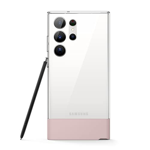 elago Glide Hülle Kompatibel mit Samsung Galaxy S23 Ultra Case Cover, Präzise Kameraausschnitte, Stoßfeste Schutzhülle, PC + TPU Hybrid Technologien, Vollschutz Design (Klar + Rosa) von elago