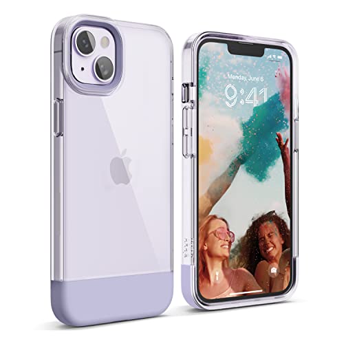 elago Glide Hülle Kompatibel mit iPhone 14 Plus Hülle (6.7"), Schützende TPU Hülle, Verbesserte Stoßfestigkeit, Kameraschutz, Kratzfest, Einfaches und Einzigartiges Design (Klar/Violett) von elago