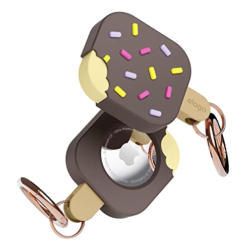 elago Ice Cream Hülle Kompatibel mit AirTag Case, mit Air Tag Schlüsselanhänger - Fallschutz, Karabiner (Zum Aufspüren von Hunden, Schlüsseln) Ortungsgerät Nicht Enthalten (Schokolade) von elago