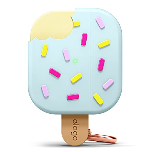 elago Ice Cream Hülle mit Schlüsselanhänger Kompatibel mit AirPods 3 Case - Unterstützt drahtloses Laden, Niedliche Designhülle, Stoßfest (Mint) von elago