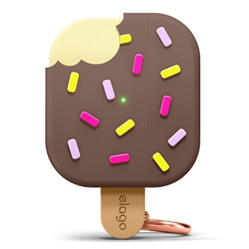 elago Ice Cream Hülle mit Schlüsselanhänger Kompatibel mit AirPods 3 Case - Unterstützt drahtloses Laden, Niedliche Designhülle, Stoßfest (Schokolade) von elago