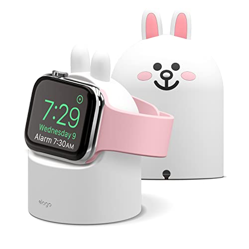 elago | LINE Friends W2 Ladestation Ständer Kompatibel mit Apple Watch Serie 9, 8, SE2, 7, 6, SE, 5, 4, 3, 2, 1 Kompatibel mit Apple Watch Ultra 2 & 1 Nachttisch-Modus (CONY) von elago