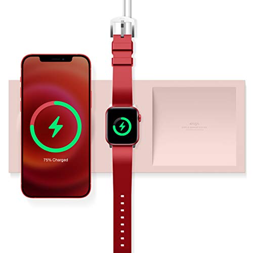 elago Ladeschale Duo Kompatibel mit MagSafe Ladegerät, Kompatibel mit iPhone 15, 14, 13, 12 Serie, Kompatibel mit Apple Watch Allen Serie (Sand Rosa) von elago